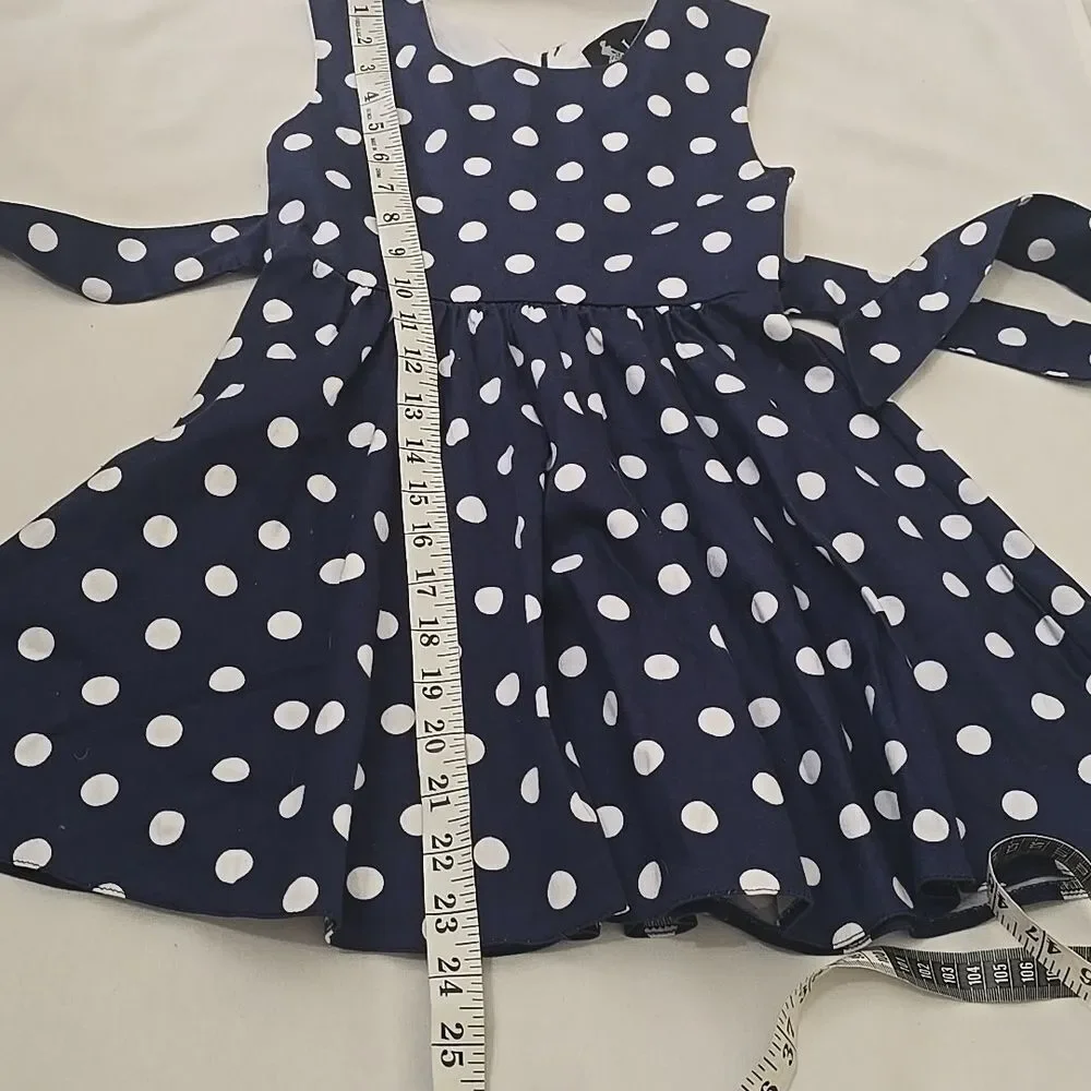 Lady VintageNavy Blue Polka Dot Dress 3/4